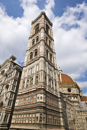 Campanile Di Giotto with Duomo Santa Maria Del Fiore, Piazza Del Duomo, Florence, Tuscany, Italyの写真素材