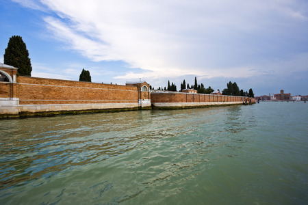 Wall at waterfront, Venice, Veneto, Italyの写真素材