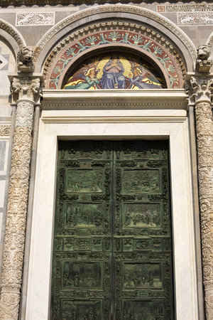 Low angle view of a cathedral, Pisa Cathedral, Piazza Dei Miracoli, Pisa, Tuscany, Italyの写真素材