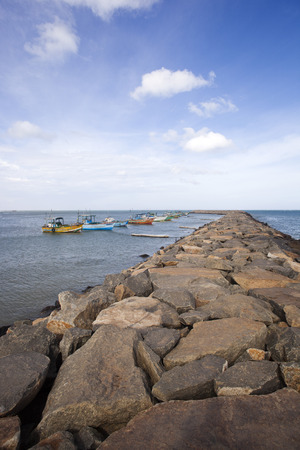 Boats in the sea, Laccadive Sea, KanyaKumari, Tamil Nadu, Indiaの写真素材
