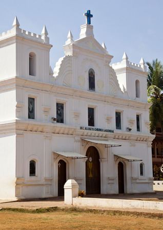 Facade of a church, Goa, Indiaの写真素材
