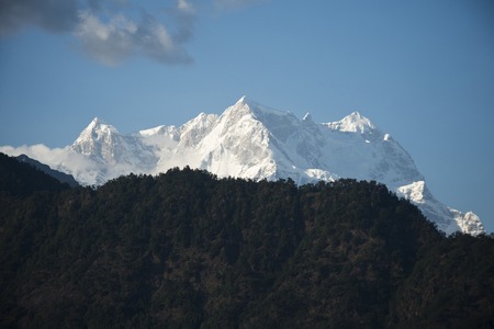 Snowcapped mountains, Himalayas, Uttarakhand, Indiaの写真素材