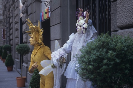 Two street performers with beautiful costumesのeditorial素材