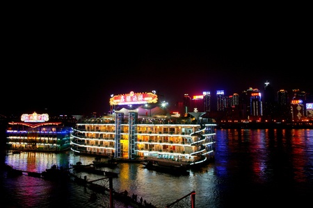 Buildings on the Jialing River in Chongqing, Chinaのeditorial素材