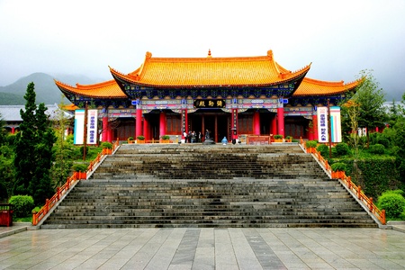 Exterior view of a temple in Yunnan Province, Chinaのeditorial素材