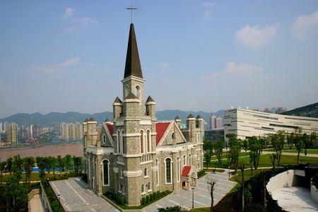 Exterior view of Chongqing Jiangbei Christian Gospel Church, Chinaのeditorial素材