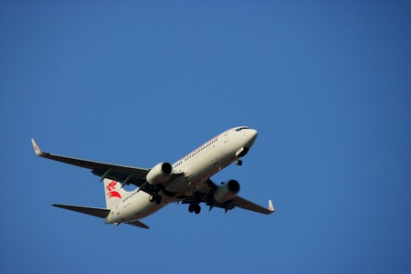 Airplane flying in the skyのeditorial素材