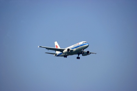 Airplane flying in the skyのeditorial素材