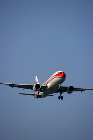 Airplane flying in the skyのeditorial素材