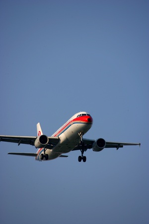 Airplane flying in the skyのeditorial素材