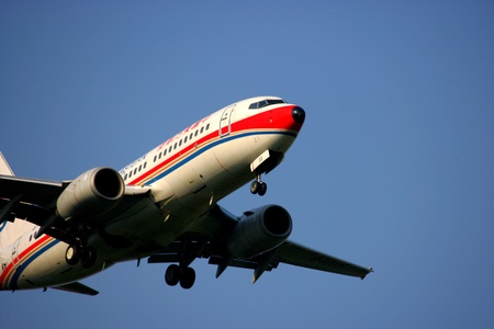Airplane flying in the skyのeditorial素材