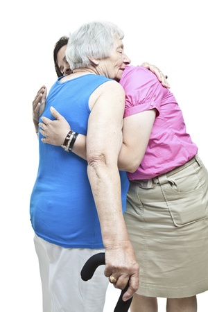 Hugging a senior の写真素材