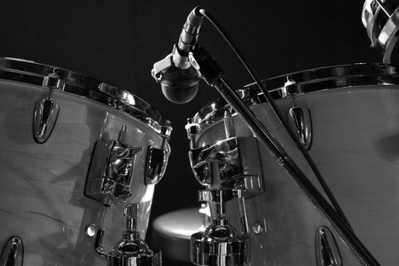Lit drums on stage