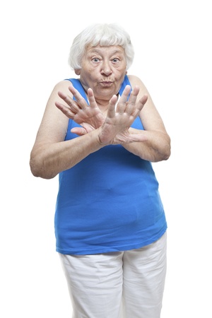 Enough Already senior woman portrait の写真素材