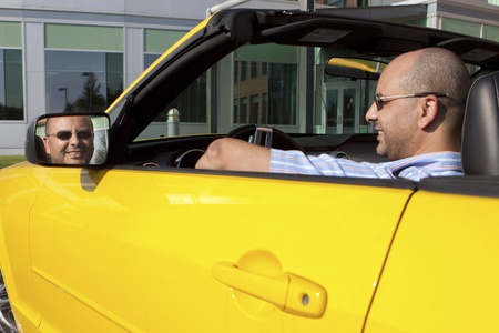 Businessman in a car の写真素材