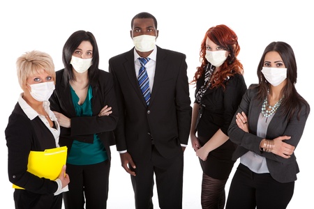 Business team with flu masks の写真素材