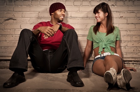 Night Couple Portrait - Sitting の写真素材