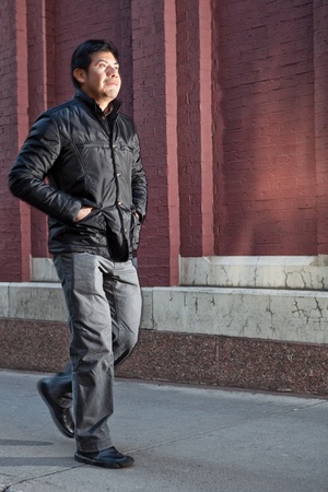 Hispanic man going for a walk の写真素材