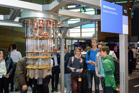 Hannover, Germany - June 13, 2018: IBM shows a model of quantum computer at their pavilion at CeBIT...