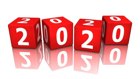 cube 2020 red 3d renderingの写真素材