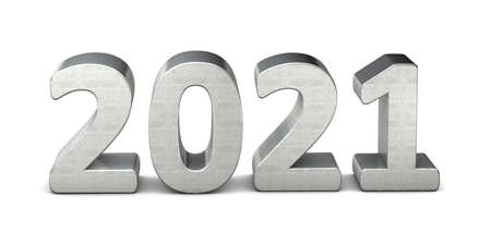 New year text silver 2021 3d renderingの写真素材
