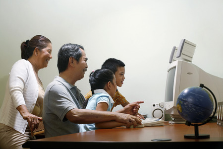 Family using computer