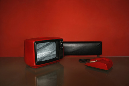 Vintage television and telephoneの写真素材