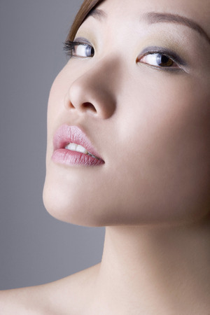 Woman staring at the cameraの写真素材