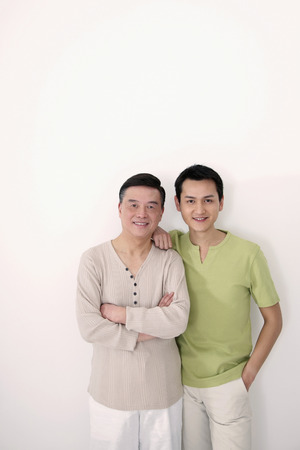 Senior man and man posing togetherの写真素材