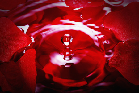 A drop of water falling into the waterの写真素材