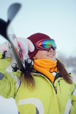 Woman with skisの写真素材