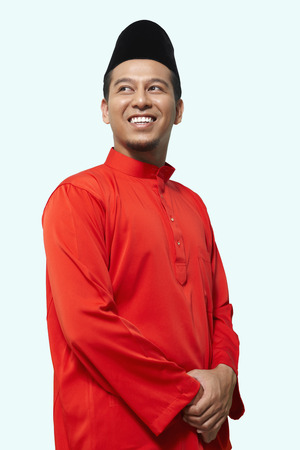 Man in traditional clothing smilingの写真素材