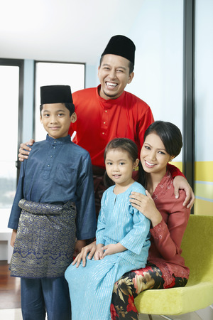 Family in traditional clothingの写真素材