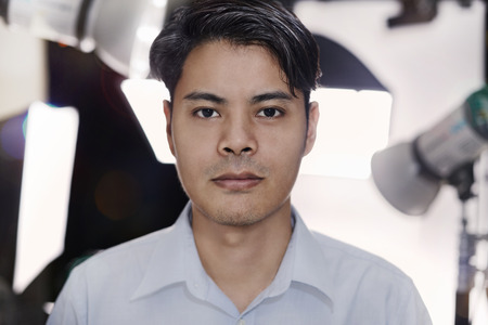 Portrait of man looking at the cameraの写真素材
