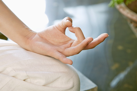 Close up of a meditation hand gestureの写真素材