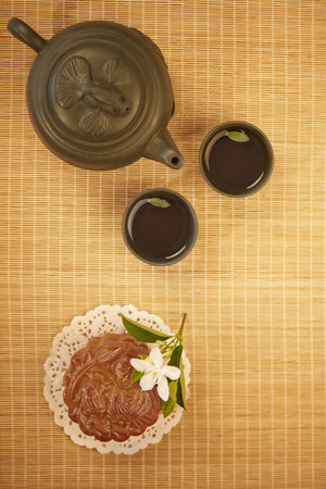 Close up image of mooncakeの写真素材