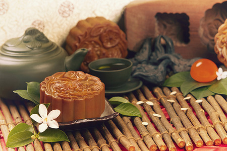 Close up image of mooncakeの写真素材