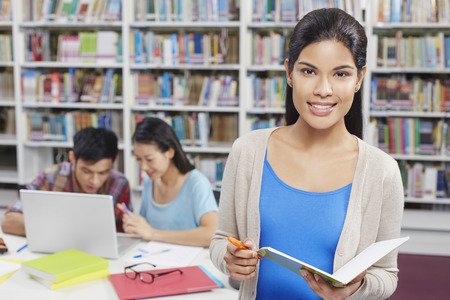 A student in libraryの写真素材