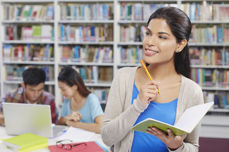 Students at a libraryの写真素材