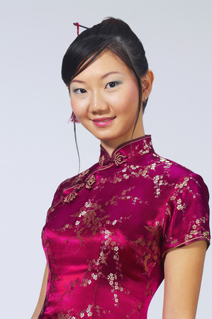 Chinese woman in cheongsamの写真素材