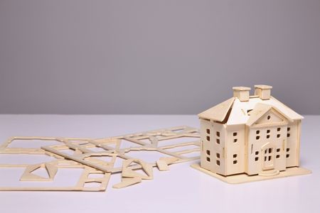 Wooden house modelの写真素材
