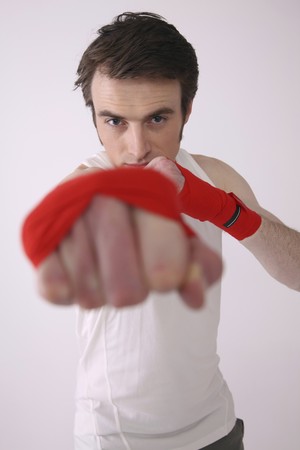 Man punching forwardの写真素材