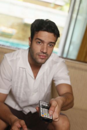 Man with remote control