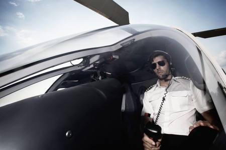 Pilot in helicopter