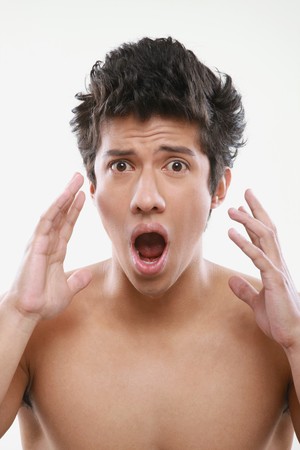Man looking shockedの写真素材
