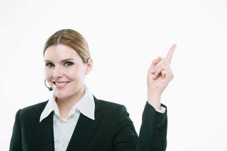 Businesswoman with headsetの写真素材