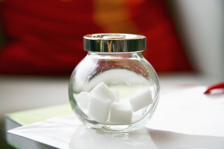 Sugar cubes in a jarの写真素材