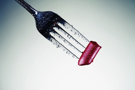 Lipstick on forkの写真素材