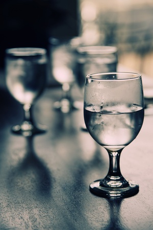 Glasses of water with ice cubesの写真素材