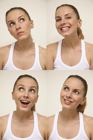 Woman with various facial expressionsの写真素材